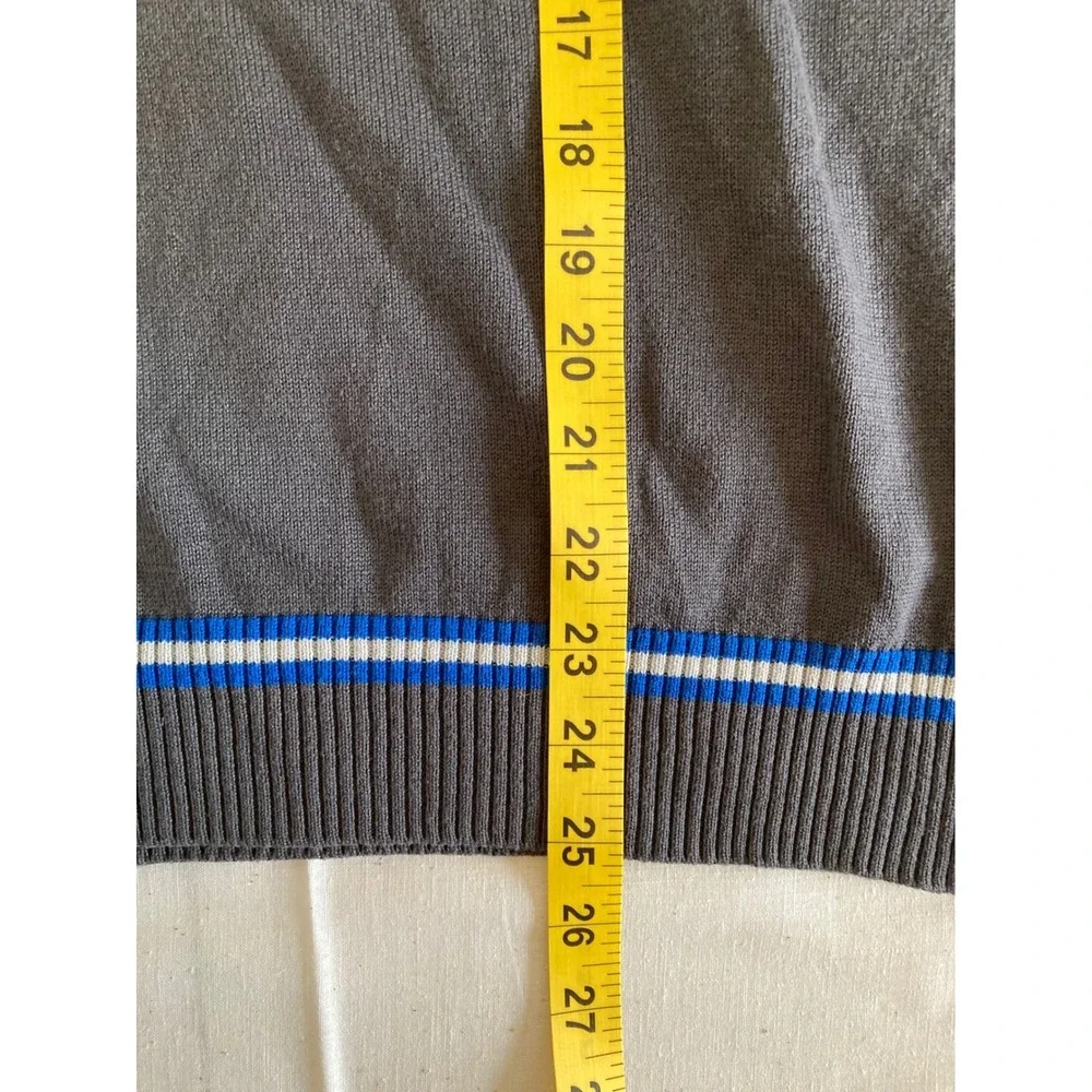 Harry Potter Ravenclaw Grey V-Neck Sweater Blue White Stripes Large 01620863